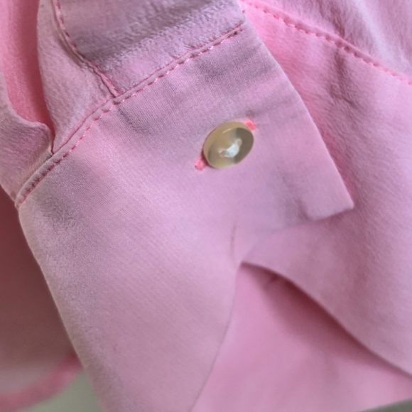 Ann Taylor Women's Silk SZ Medium Pink Button Front Pockets - Picture 9 of 11